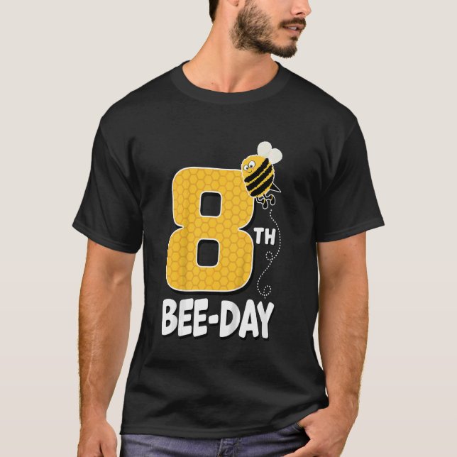 Kids Cute Bees 8 Year Old Birthday Bee Day 8th Eig T-Shirt (Front)