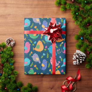 Kids Cute Birds Singing Colorful Bird Tweeting Wrapping Paper