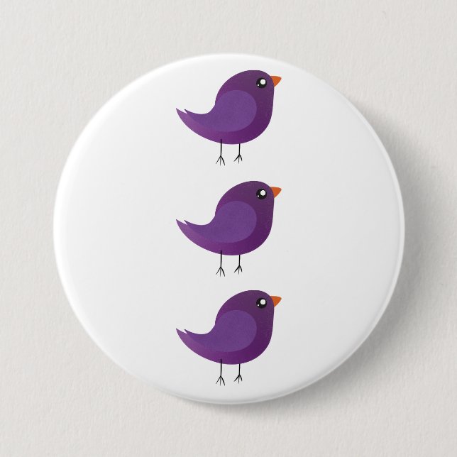 Kids cute birdy  3 inch round button (Front)