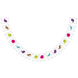 Kids cute birdy bunting flags