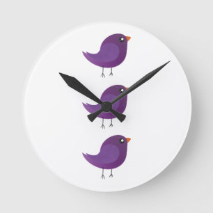 Kids cute birdy  round clock