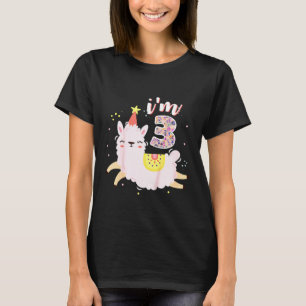 Kids Cute Birthday Llama Im 3 Year Old Girl Pink T T-Shirt