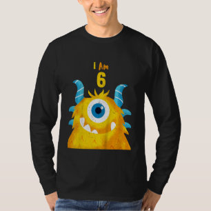 Kids Cute Birthday Monster I Am 6 Birthday T-Shirt