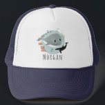 Kids Cute Blue Ocean Whale and Sea Fish Trucker Hat<br><div class="desc">This cute and modern kids trucker hat design features a blue whale,  fish,  orca,  and seaweed,  and space for your to add your child's name. The perfect gift for any ocean lover!</div>