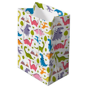 Kids Cute Colorful Dinosaurs Medium Gift Bag