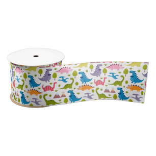 Kids Cute Colourful Dinosaurs Satin Ribbon