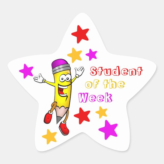 Kids Cute & Colourful Student of the Week Star Sticker (Front)