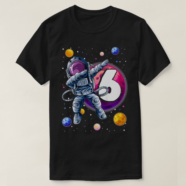 Kids Cute Dabbing Little Astronaut 6 Years Old 6th T-Shirt (Design Front)