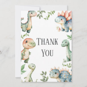 Kids Cute Dinosaur Themed Birthday Thank You Card