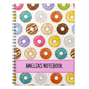 Kids Cute Donut Pattern Personalized Notebook