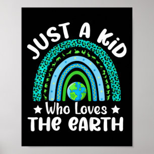 Kids Cute Earth Day Boys Rainbow Save The Earth Poster