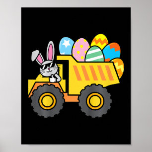 Kids Cute Easter Egg Truck Easter Bunny Boys Kids  Poster