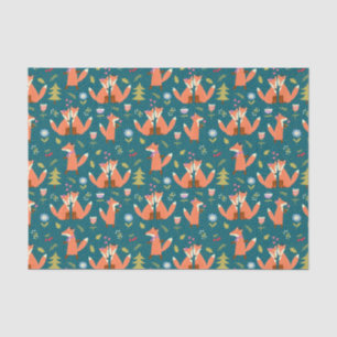 Kids Cute Forest Foxes in Love Tissue Paper