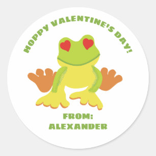 Kids Cute Frog Valentine's Day Class Exchange Classic Round Sticker