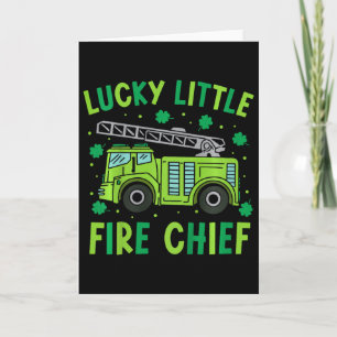 Kids Cute Funny Green Firetruck Kids St Patrick Da Card