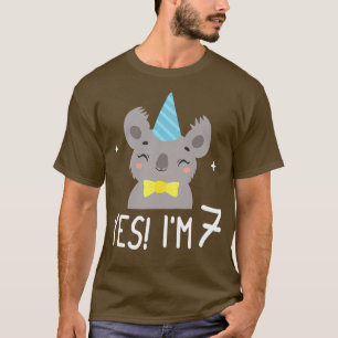 Kids Cute Koala Bear 7th Birthday 7 Year Old - Yes T-Shirt