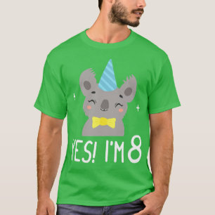 Kids Cute Koala Bear 8th Birthday 8 Year Old - Yes T-Shirt