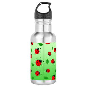 Kids Cute lady bug & green leave pattern gradient 532 Ml Water Bottle