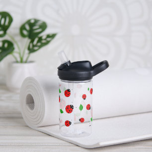 Kids Cute lady bug & green leave pattern gradient Water Bottle