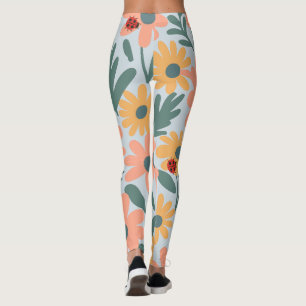 kids Cute Ladybug Polka dot Daisy Flower Pattern Leggings