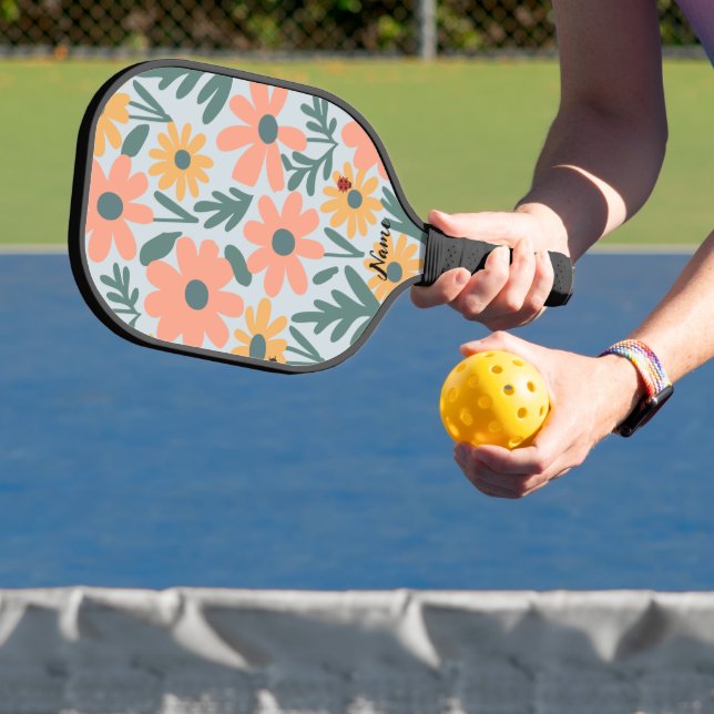 kids Cute Ladybug Polka dot Daisy Flower Pattern Pickleball Paddle (Insitu)
