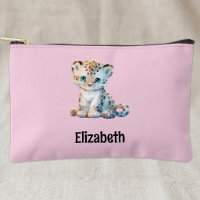 Kids cute leopard add a name pink black
