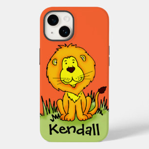 Kids cute lion orange graphic Case-Mate iPhone 14 case