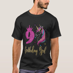 Kids Cute Ninth Birthday Girl Unicorn, 9th Birthda T-Shirt