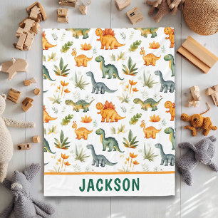 Kids Cute Personalized Dinosaur Pattern Fleece Blanket