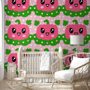 Kids Cute Pink Pumpkin Pattern Wallpaper