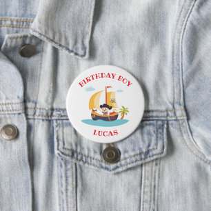 Kids Cute Pirate Ship Birthday Party 3 Inch Round Button