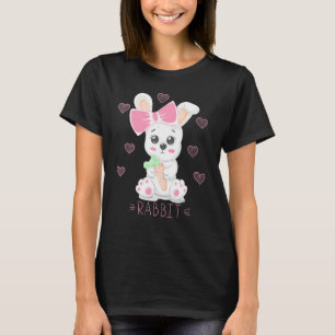Kids Cute Rabbit With A Ribbon Holding A Carrot Ea T-Shirt