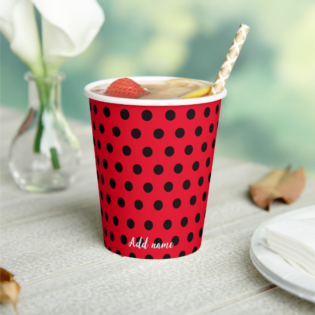 kids Cute Red Ladybug Polka dot party Pattern Paper Cups (Insitu)