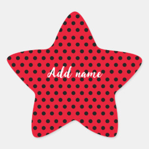 kids Cute Red Ladybug Polka dot party Pattern Star Sticker