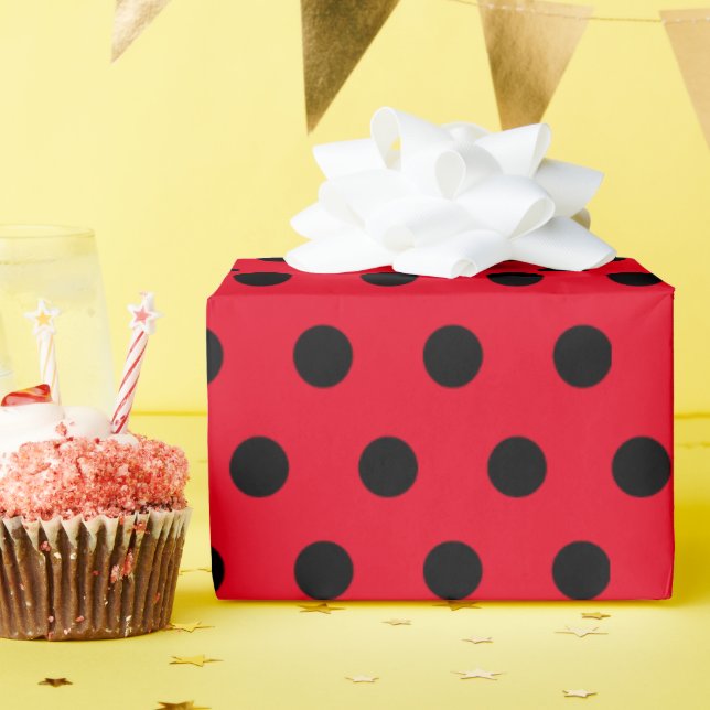 kids Cute Red Ladybug Polka dot party Pattern Wrapping Paper (Birthday Party)