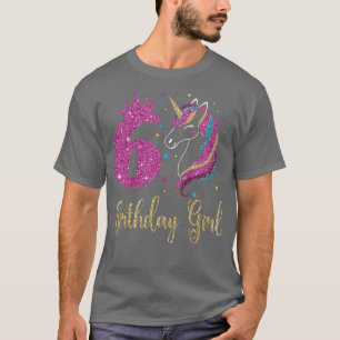 Kids Cute Sith Birthday Girl Unicorn, 6th Birthday T-Shirt