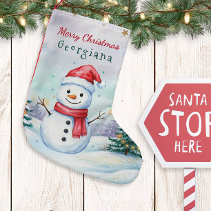 Kids Cute Snowman Personalized Christmas Small Christmas Stocking