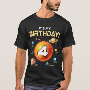 Kids Cute Solar System 4th Birthday Four Years Old T-Shirt