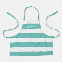 Kids Cute Teal and White Stripes Personalized