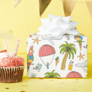 Kids Cute Tropical Vacation Adventure Wrapping Paper