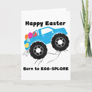 Kids Cute Truck Born To Eggs Easter Day  Card