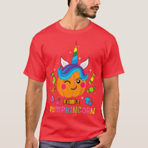 Kids Cute Unicorn Pumpkin Halloween girls T-Shirt
