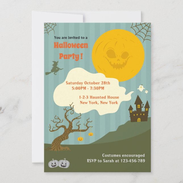 Kids Cute Vintage Halloween Party Invitation (Front)