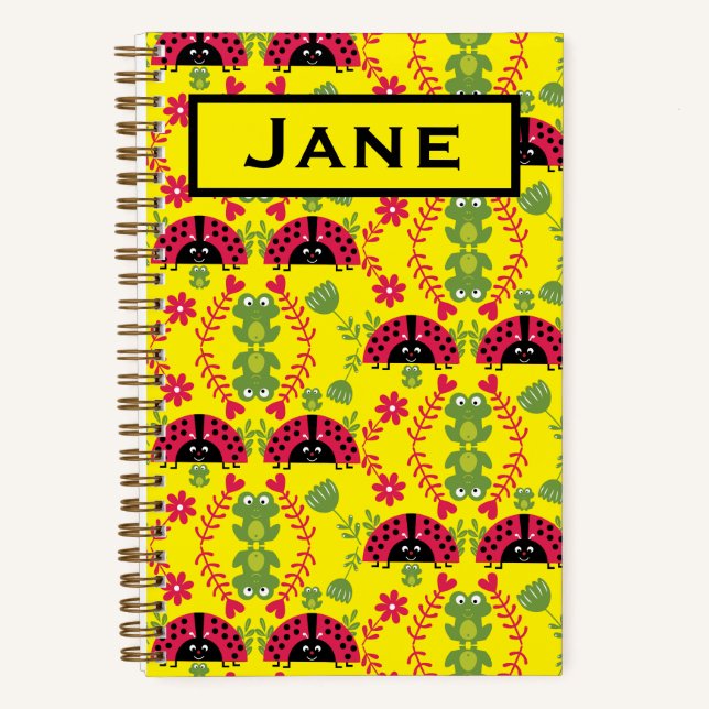 Kids Cute Whimsical ladybug Notebook (Front)