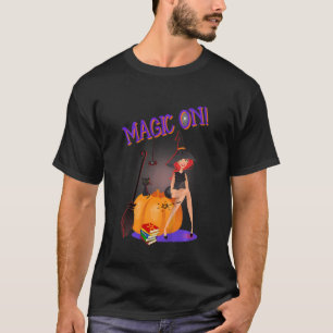 Kids Cute witch with black cat ~ witchcraft T-Shirt