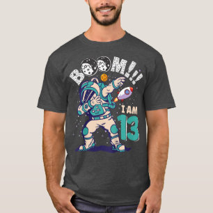 Kids Dabbing Birthday Boy Astronaut 13th Birthday T-Shirt