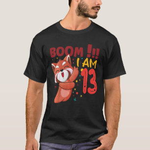 Kids Dabbing Birthday Boy Red Panda 13th Birthday T-Shirt