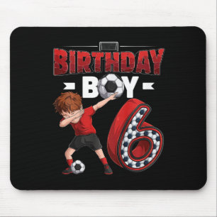 Kids Dabbing Boy 6 Year Old Soccer Player 6th Birt Mouse Pad