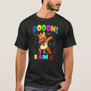 Kids Dabbing Cat Booom I Am 8 Boys Girls 8th Birth T-Shirt