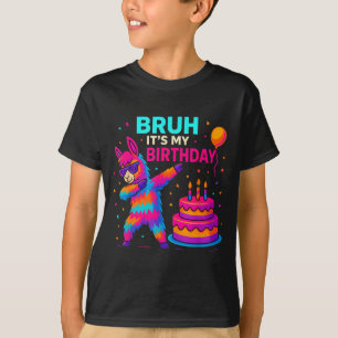 Kids Dabbing Llama Birthday Funny Bday Party Tee